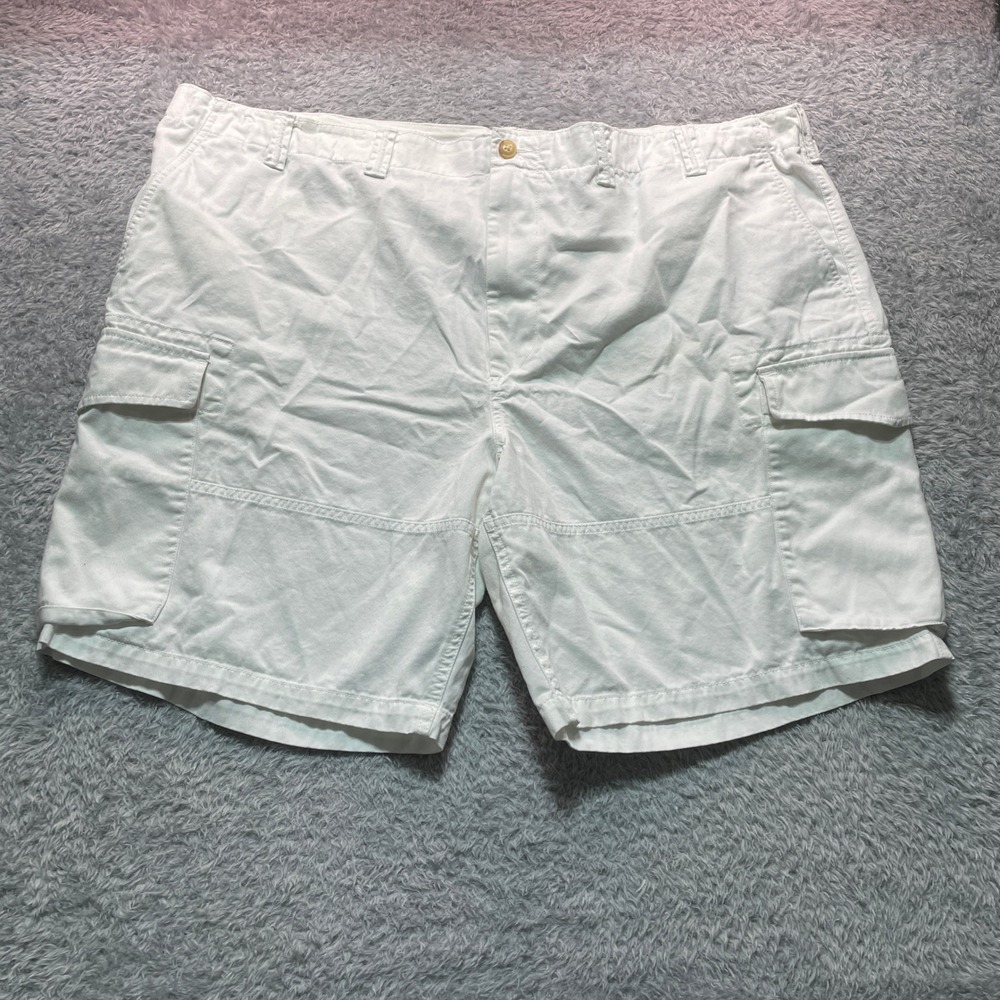 Polo Ralph Lauren Mens Cargo Shorts White Relaxed Fit Cotton Size 48 Utility